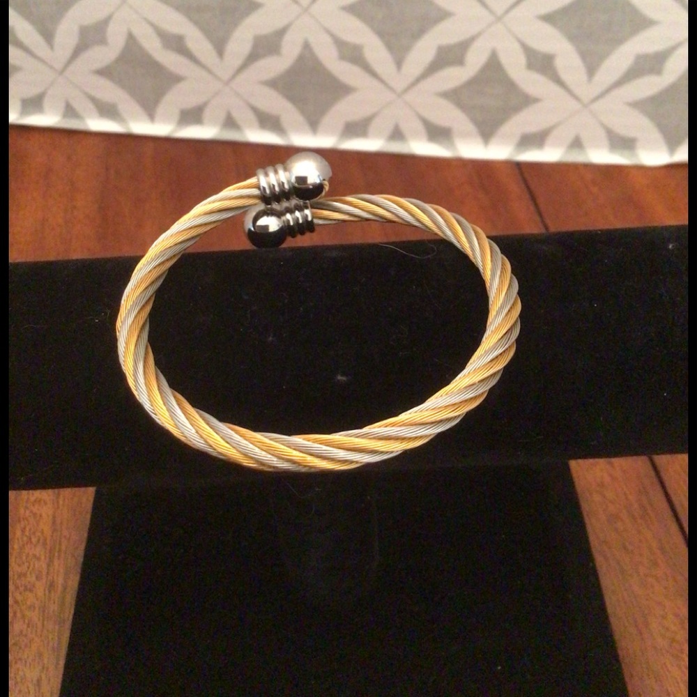 Stainless Steel Twisted Spring Bangle - Picture 2 of 3